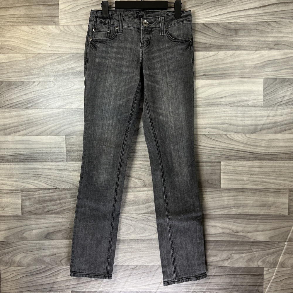 ZCO Women's Premium Straight Leg Denim Gray Wash Jeans Size 5 Mid Rise Graphite